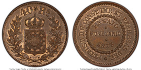 Pedro II copper Specimen Pattern 40 Reis 1863 SP63 Brown PCGS, Rio de Janeiro mint, KM-Pn108, LMB-059b. Mintage: 350. Small date variety. A blazing to...