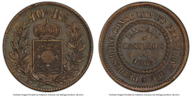 Pedro II copper Specimen Pattern 40 Reis 1863 SP62 Brown PCGS, Rio de Janeiro mint, KM-Pn108, LMB-058. Mintage: 350. Small date variety. A very intere...