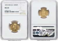 Pedro II gold 5000 Reis 1855 MS64 NGC, Rio de Janeiro mint, KM470, LMB-638a. HID09801242017 © 2023 Heritage Auctions | All Rights Reserved