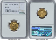 Pedro II gold 5000 Reis 1855 MS62 NGC, Rio de Janeiro mint, KM470, LMB-638a. HID09801242017 © 2023 Heritage Auctions | All Rights Reserved