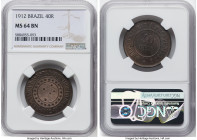Republic 40 Reis 1912 MS64 Brown NGC, Rio de Janeiro mint, KM491, LMB-830. HID09801242017 © 2023 Heritage Auctions | All Rights Reserved