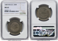 Republic 200 Reis 1889 MS63 NGC, Rio de Janeiro mint, KM493, LMB-45. First year of series. HID09801242017 © 2023 Heritage Auctions | All Rights Reserv...