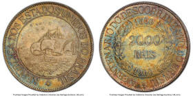 Republic "400th Anniversary of Discovery" 2000 Reis 1900 MS63 PCGS, Rio de Janeiro mint, KM501, LMB-679. One-year type. Saturated with a patina of lem...