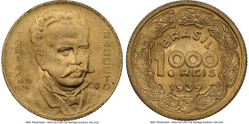 Republic "Tobias Barreto" 1000 Reis 1939 MS66 NGC, Rio de Janeiro mint, KM550, LMB-Unl. Featuring Tobias Barreto de Menezes, a Brazilian philosopher a...
