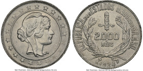Republic 2000 Reis 1924 MS66 NGC, Rio de Janeiro mint, KM526, LMB-710. A well-preserved Gem, with fully struck motifs and legends, upon metallic surfa...