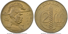 Republic "Duke of Caxias" 2000 Reis 1938 MS66 NGC, Rio de Janeiro mint, KM542, LMB-162. Round variety. Scintillating touches of amber toning grace the...