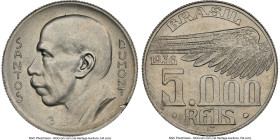 Republic "Alberto Santos Dumont" 5000 Reis 1936 MS65 NGC, Rio de Janeiro mint, KM543, LMB-721. Featuring Alberto Santos Dumont, the "Father of Aviatio...