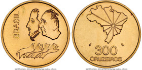Republic gold "150th Anniversary of Independence " 300 Cruzeiros 1972 MS66 NGC, Rio de Janeiro mint, KM584, LMB-738. Mintage: 50,000. HID09801242017 ©...