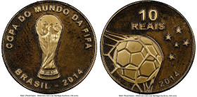Republic gold Proof "FIFA World Cup" 10 Reais 2014 PR67 Ultra Cameo NGC, Rio de Janeiro mint, KM703, LMB-747. Mintage: 5,000. HID09801242017 © 2023 He...