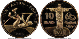 Republic gold Proof "Rio Olympics - Pole Vault" 10 Reais 2015 PR66 Ultra Cameo NGC, Rio de Janeiro mint, KM721. Mintage: 5,000. Series II. HID09801242...