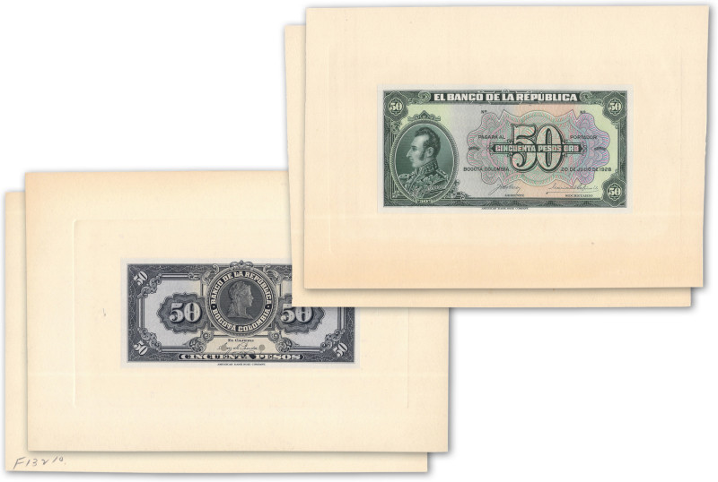 Colombie - Banque de la république
Paire d'épreuves unifaces des recto et verso...