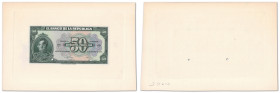 Colombie - Banque de la république
Épreuve uniface du recto du 50 pesos 

1er janvier 1951 - Sans alphabet - Sans numérotation - Sans signatures
...