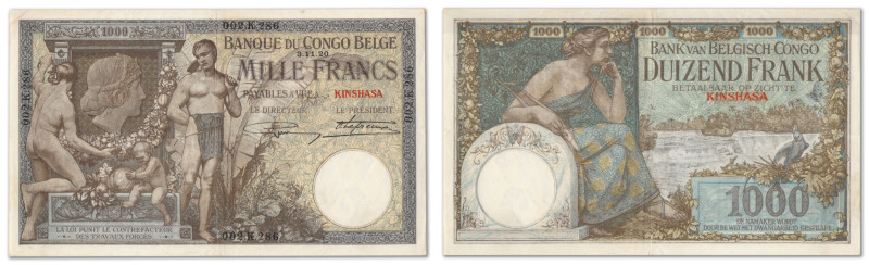 Congo Belge - Banque du Congo Belge
1000 francs 

3 novembre 1920 - 002.K.286...