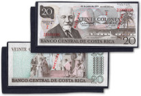 Costa Rica - Banque centrale
Spécimens unifaces des recto et verso du 20 colones

 28 juin 1983 - Z/0000000

"MUESTRA" imprimé en rouge au recto ...