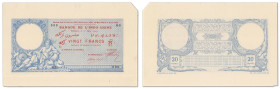 Côte française des Somalis - Djibouti - Banque de l'Indochine
Épreuve non filigranée du 20 francs

1er mai 1909 - O.0/000

Sur papier à grande ma...