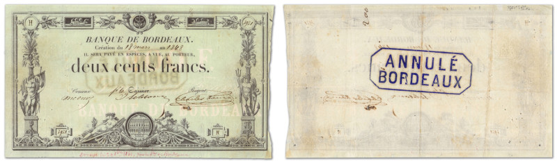 France
Banque de Bordeaux

200 Francs

18 mars 1848 - H/3931

Annotation ...