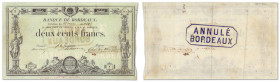 France
Banque de Bordeaux

200 Francs

18 mars 1848 - H/3931

Annotation manuscrite dans la marge en rouge au recto.

"ANNULÉ BORDEAUX" tampo...