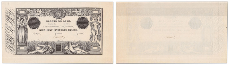 France - Banque de Lyon
Épreuve uniface du recto du 250 Francs

An 1836 - San...