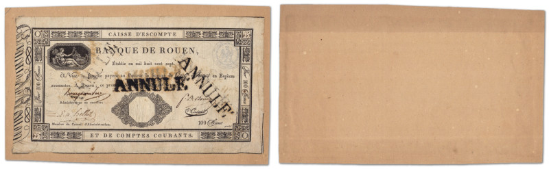 France - Caisse d'Escompte - Banque de Rouen
100 Francs

1 avril 1807 - O/667...