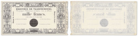 France - Banque de France - Comptoir de Valenciennes
Épreuve uniface du recto du 1000 Francs 

13 août 1846 - A/1 - Sans signatures

Probablement...