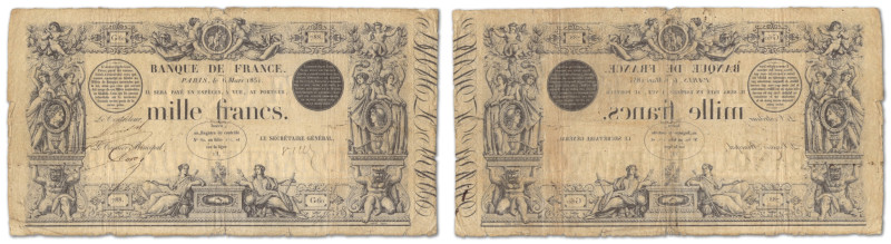 France - Banque de France
1000 Francs type 1842 définitif

6 Mars 1851 - G60/...
