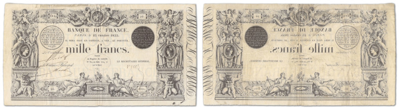 France - Banque de France
1000 francs Type 1842 - Barre

25 octobre 1855 - D8...