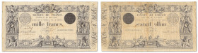 France - Banque de France
1000 Francs Type 1842 transposé - Barre

24 mars 1859 - O.8/515

Seulement 5 exemplaires répertoriés dans l'inventaire ...