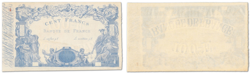 France - Banque de France
Épreuve uniface du recto filigranée du 100 Francs 
...
