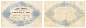 France - Banque de France
50 Francs type 1868 indice noir

16 décembre 1882 - S979/093

Plié en huit et légèrement aplati.

Fayette A38-12 - Pi...