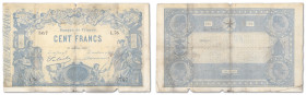 France - Banque de France
100 francs Type 1862 Bleu à indices noirs

31 janvier 1868 - L.76/567

Fayette A39 03 - Pick 52a

B - F