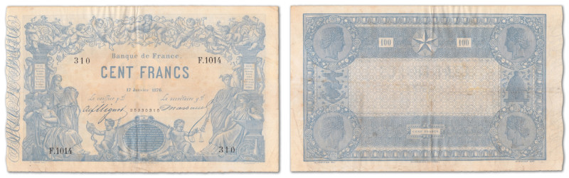 France - Banque de France
100 francs Bleu à indices noirs

17 janvier 1876 - ...