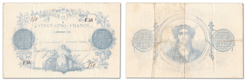 France - Banque de France
25 francs Clermont-Ferrand

5 novembre 1870 - F.58/...