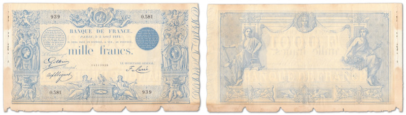 France - Banque de France
1000 francs Bleu à indices noirs modifié

2 avril 1...