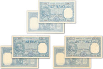 France - Banque de France
Lot de 3 billets du 20 francs Bayard

E.4=7=1916.E. - D.21/499

C.8=3=1918.C. - U.4115/962

E.25=1=1919.E. - B.6277/8...