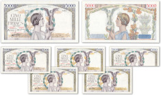 France - Banque de France
Lot de 6 billets de 5000 francs Victoire

1939 (2 ex.), 1941 (4 ex.)

Fayette 46 - Pick 97

TTB à Superbe - XF/AU