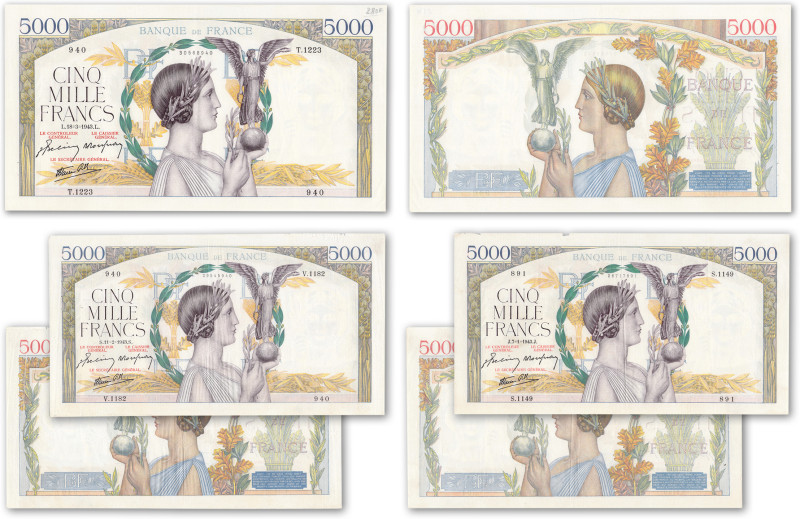France - Banque de France
Lot de 3 billets de 5000 francs Victoire

1943

...