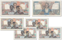 France - Banque de France
Lot de 5 billets de 500 francs Empire français

1942 (1 ex.) et 1945 (4 ex.) dates différentes

Fayette 47 - Pick 103a ...