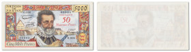 France - Banque de France
Epreuve uniface non filigranée du recto du 5000 francs Henri IV surchargé 50 Nouveaux Francs 

ND (1959) - 0.000/00000
...