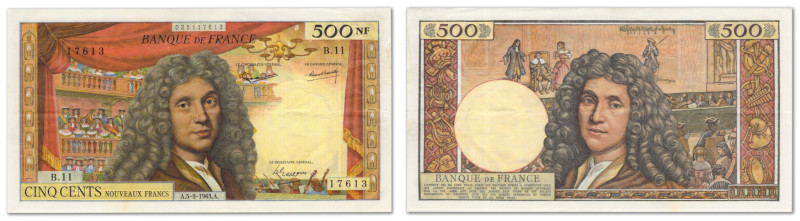 France - Banque de France
500 nouveaux francs 

5 septembre 1963 - B.11/17613...