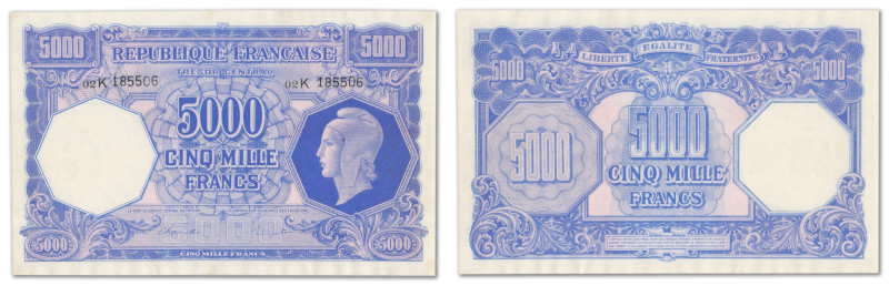 France - Trésor
5000 francs Trésor

ND (1945) - 02K/185506 

D'une insigne ...