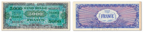 France - Trésor
Spécimen du 5000 francs "France" non émis sur un billet coursable, serie de remplacement "X"

ND (1945) - X/00226787

"SPECIMEN" ...