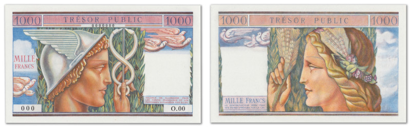 France - Trésor Public
Épreuve non filigranée du 1000 Francs non émis

ND (19...