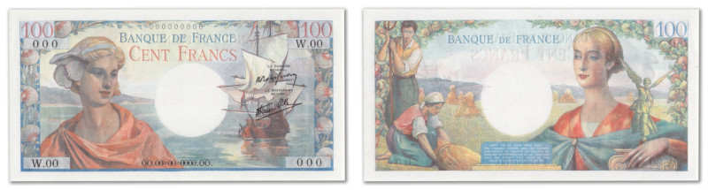 France - Banque de France
Épreuve non filigranée du 100 francs 

ND (1945) - ...