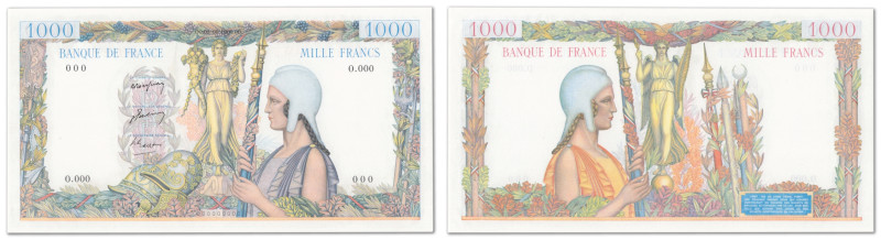 France - Banque de France
Épreuve non filigranée du 1000 francs type définitif ...
