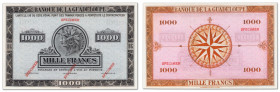 Guadeloupe - Banque de la Guadeloupe
Spécimen du 1000 francs type US grand format

ND (1942) - Sans alphabet - Sans numérotation - Sans signatures...