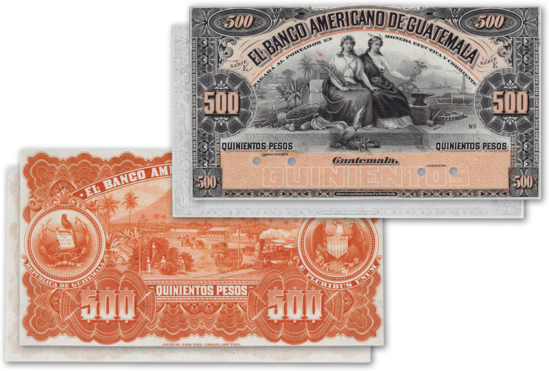 Guatemala - Banque Américaine du Guatemala
Épreuves unifaces des recto et verso...