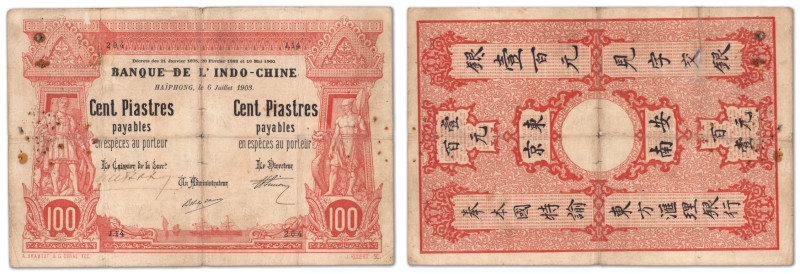 Indochine - Banque de l'Indochine
100 Piastres Haïphong

6 juillet 1903 - J.1...