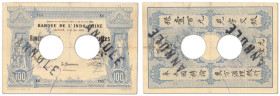 Indochine - Banque de l'Indochine
Spécimen sur billet coursable du 100 dollars / 100 piastres - Type II 1875 modifié

9 mai 1893 - K.6/753

2 per...