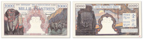 Indochine - Banque de l'Indochine
Spécimen filigrané du 1000 piastres non émis. 

ND (1948) - O.000/000

"SPECIMEN" par perforation.

Numérotat...