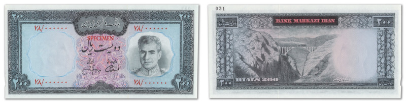Iran - Banque Markazi
Spécimen filigrané du 200 rials

 ND (1971) - Série 78 ...